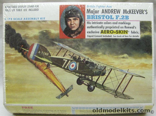 Renwal 1/72 Major Andrew McKeever's Bristol F2B (F.2B) with Aeroskin Fabric, 268-69 plastic model kit